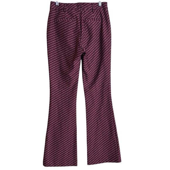 Anthropologie The Essential Slim Flared Pants Magenta Burgundy Pattern Size 2 - Picture 6 of 16
